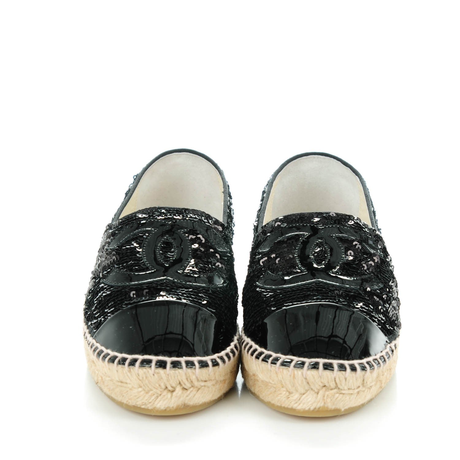 Chanel Patent Sequin CC Espadrilles 39 Black 2 of 9