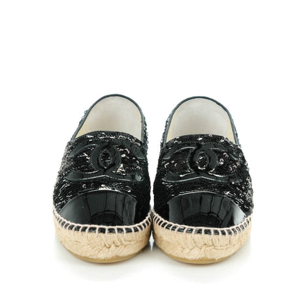 Chanel Patent Sequin CC Espadrilles 39 Black 2 of 9