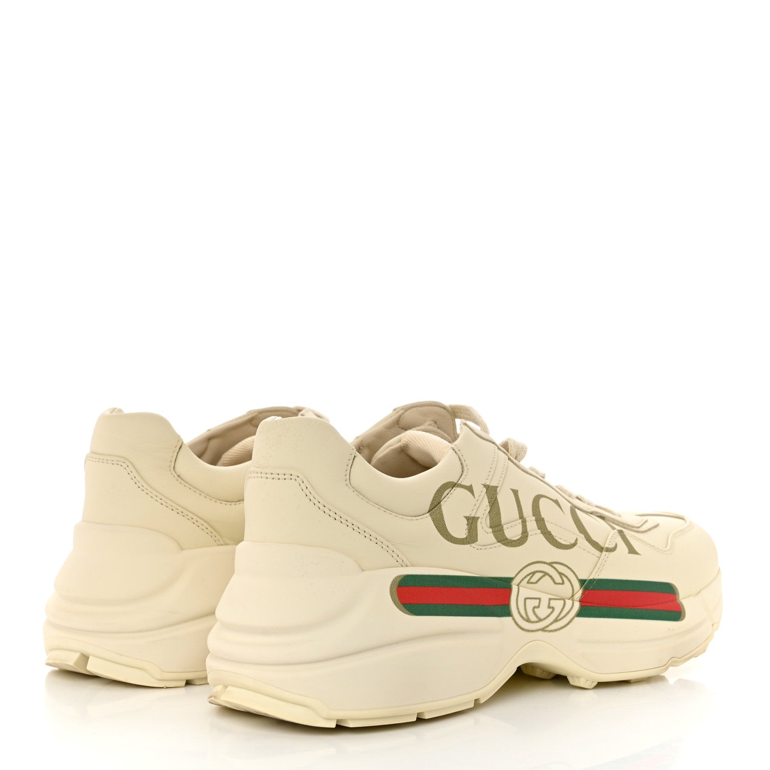 Gucci Calfskin Logo Womens Rhyton Sneakers 40 Ivory 4 of 8
