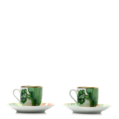 Hermes Porcelain Passifolia Coffee Cup And Saucer Set of 2 1 of 11