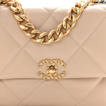 Chanel Lambskin Quilted Large Chanel 19 Flap Beige 8 of 10