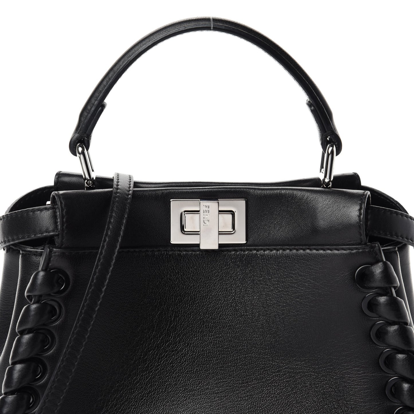 Nappa Lace Up Mini Peekaboo Iconic Satchel Black