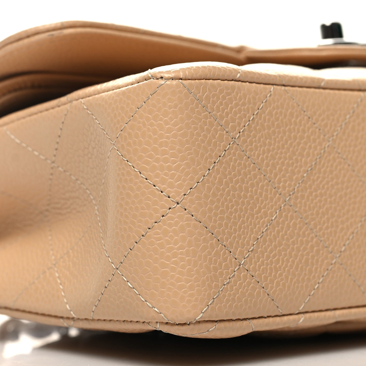 Caviar Quilted Small Double Flap Beige