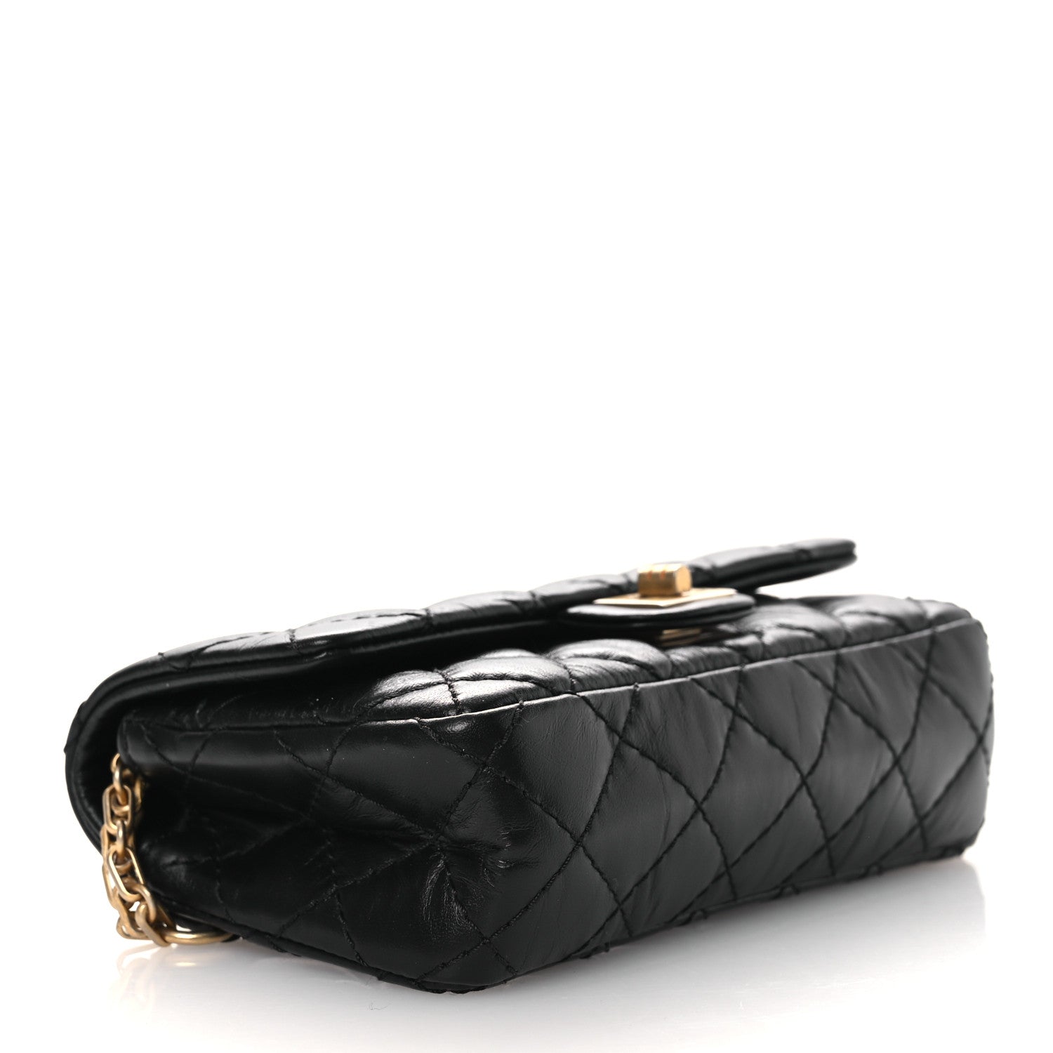 Chanel Aged Calfskin Quilted 2.55 Reissue Flap Belt Bag Clutch Black 4 of 11