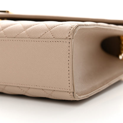 Saint Laurent Grain De Poudre Mixed Matelasse Large Triquilt Monogram Satchel Dark Beige 10 of 10