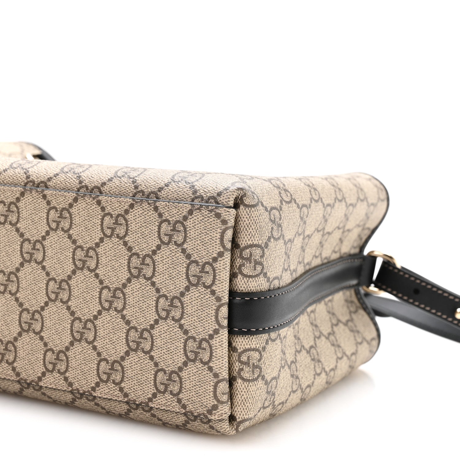 Gucci GG Supreme Monogram Emblem Medium Tote Bag Beige Black