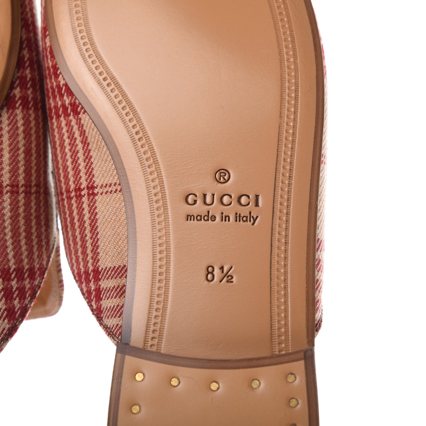 Canvas Tartan Mens Princetown Slippers 8.5 Camel Red Cuir