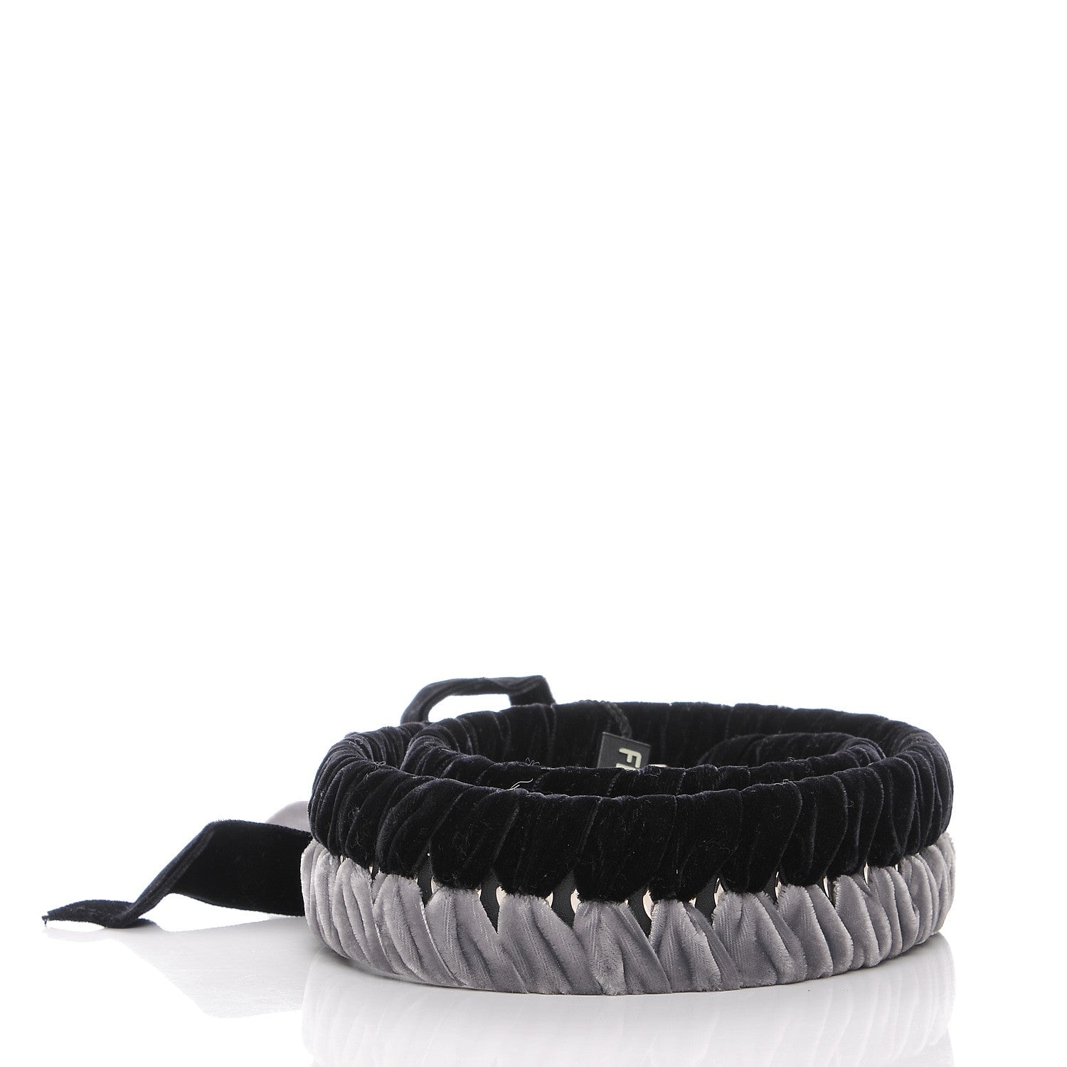 Fendi Velvet Lace Up Strap You Grey Black 2 of 5