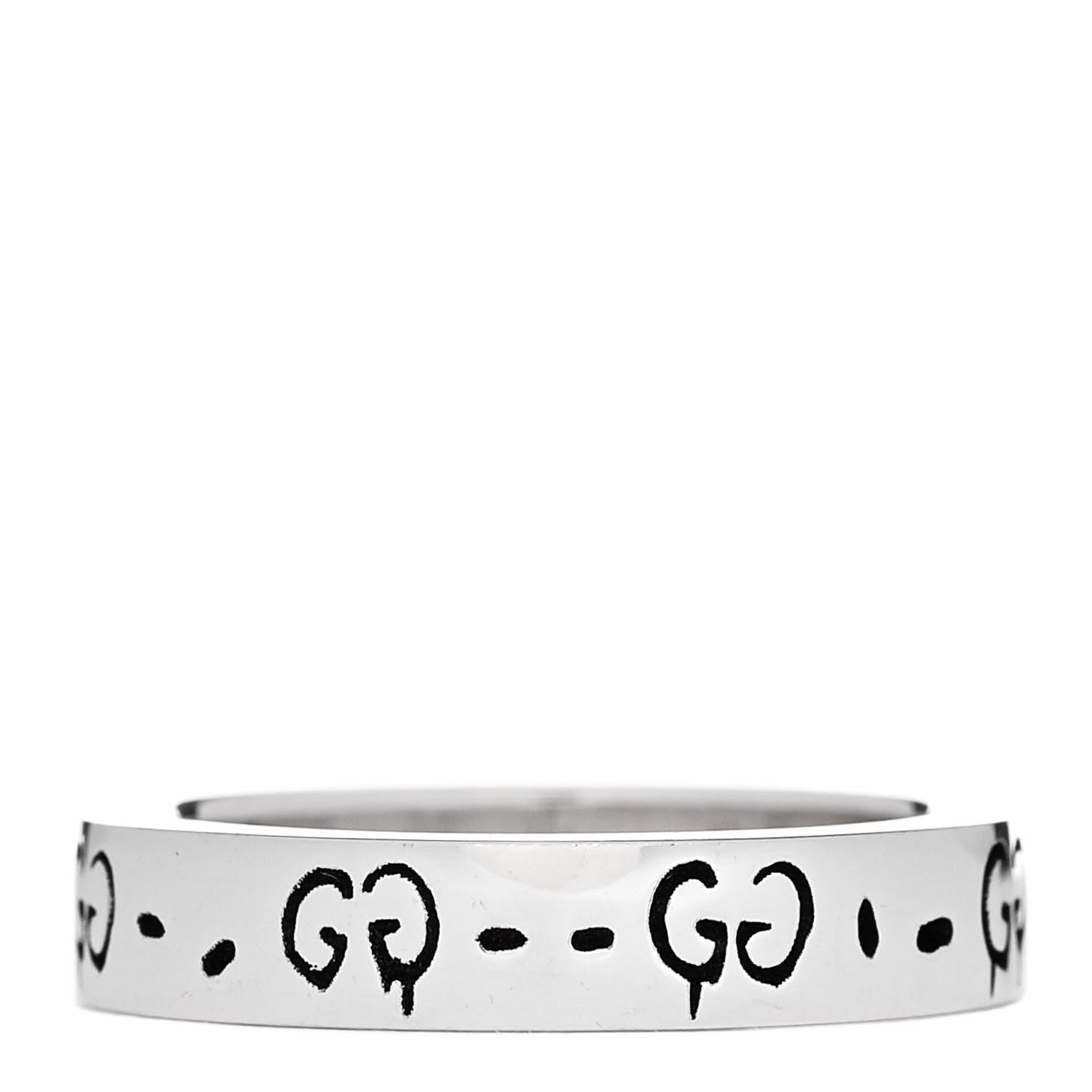 Gucci Sterling Silver Narrow GucciGhost Hamlet Skull Ring 50 5.5 3 of 6