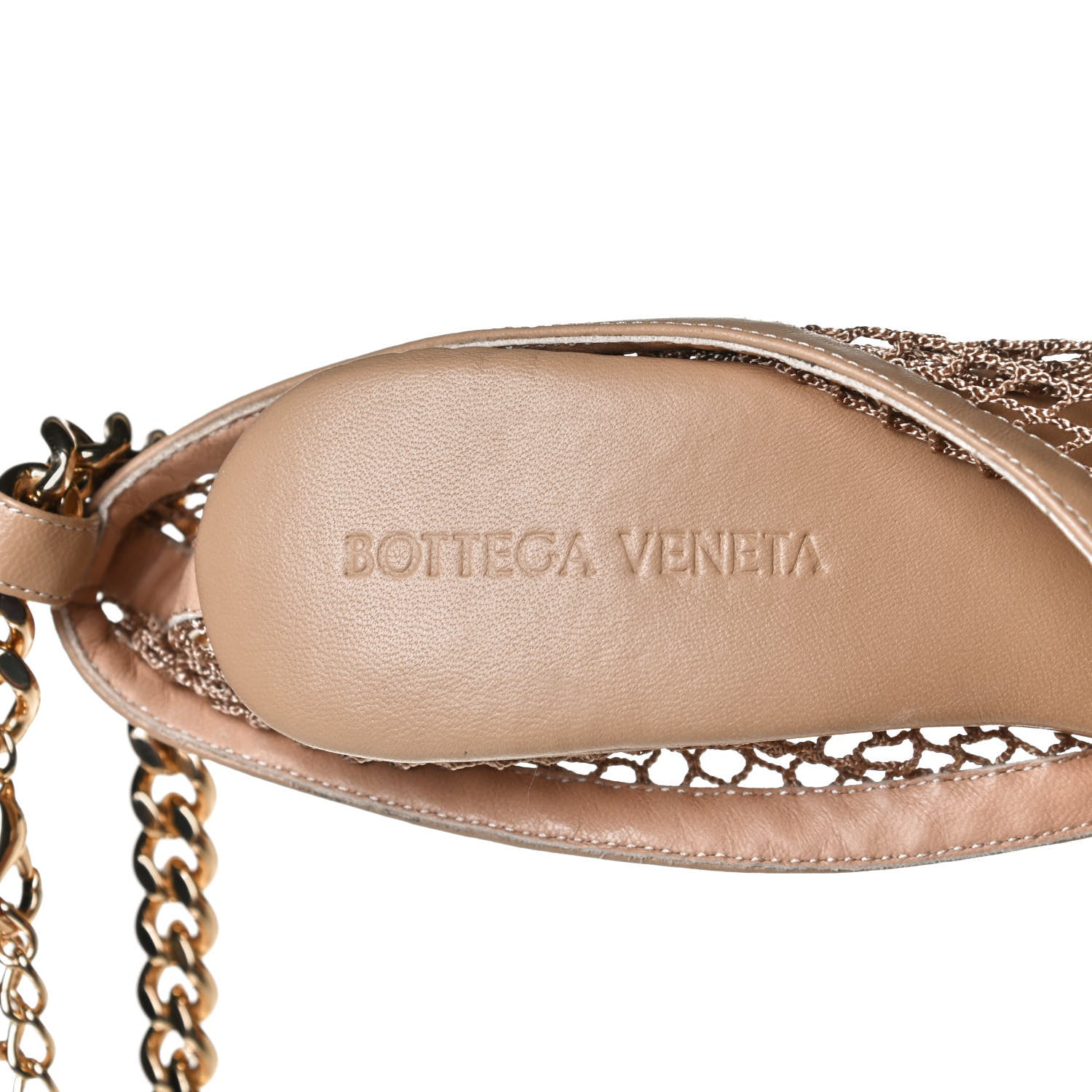 Bottega Veneta Mesh Nappa Chunky Chain Sandals 36 Beige Pony 8 of 8