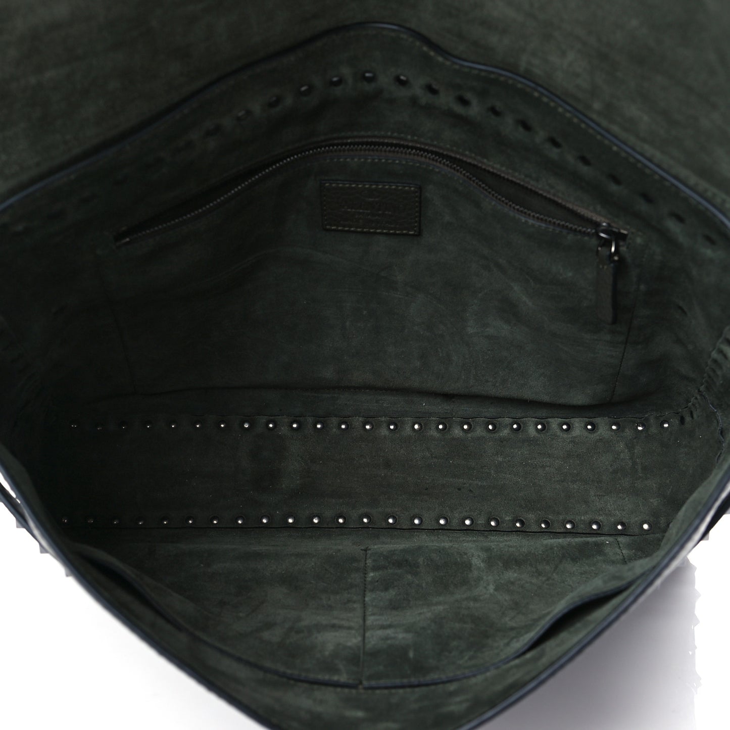 Pebbled Calfskin Rockstud Messenger Green