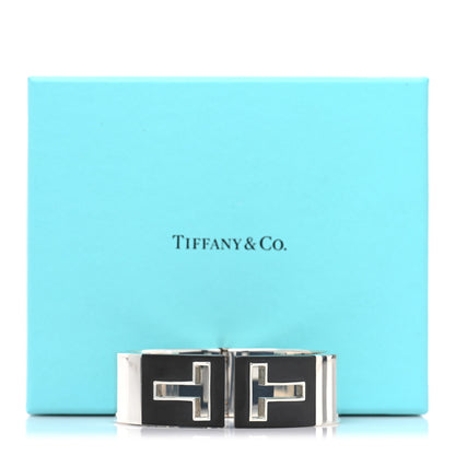 Tiffany Sterling Silver Black Ceramic T Cutout Cuff Bracelet 4 of 4