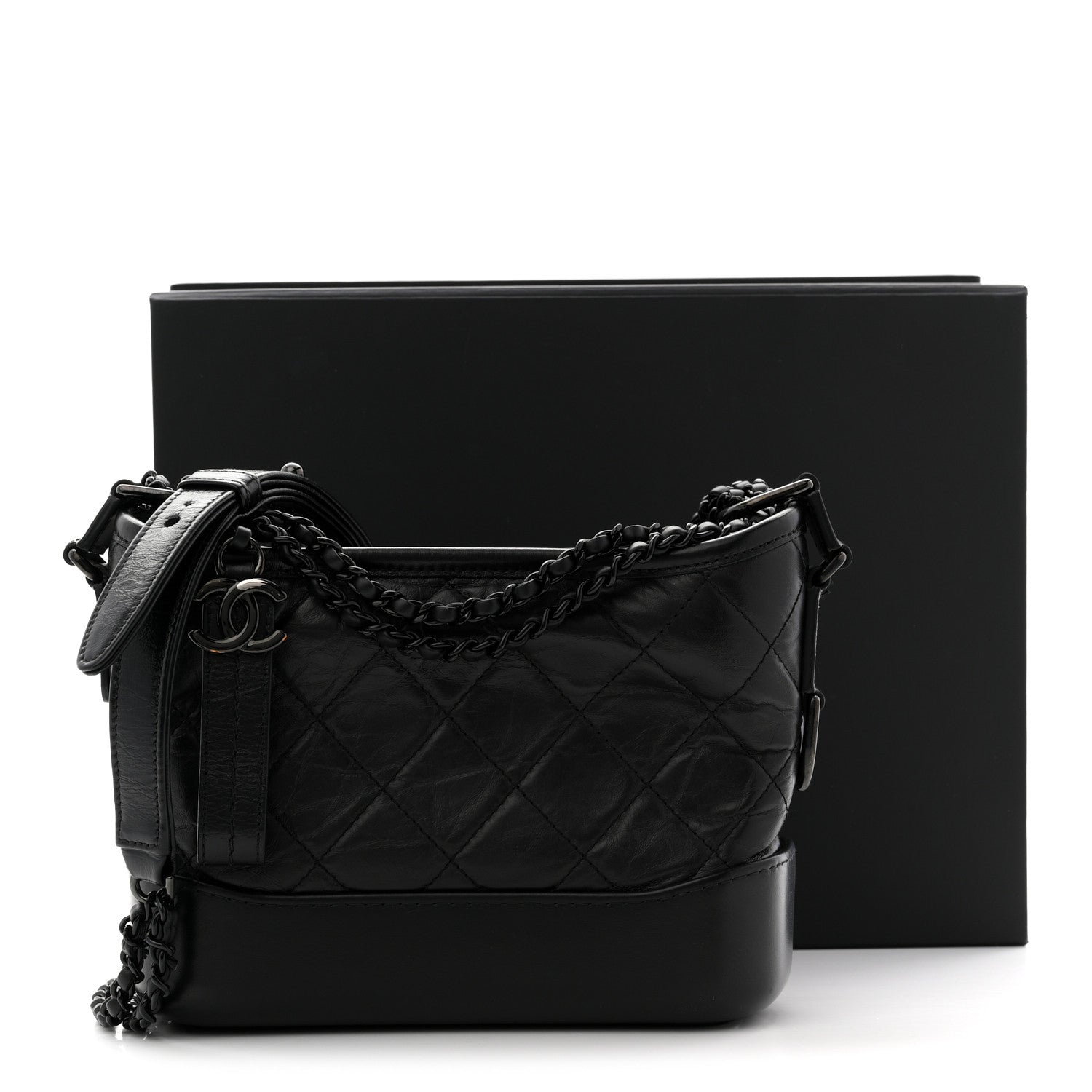 Chanel Aged Calfskin Quilted Small Gabrielle Hobo So Black 12 of 12