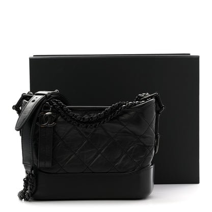 Chanel Aged Calfskin Quilted Small Gabrielle Hobo So Black 12 of 12