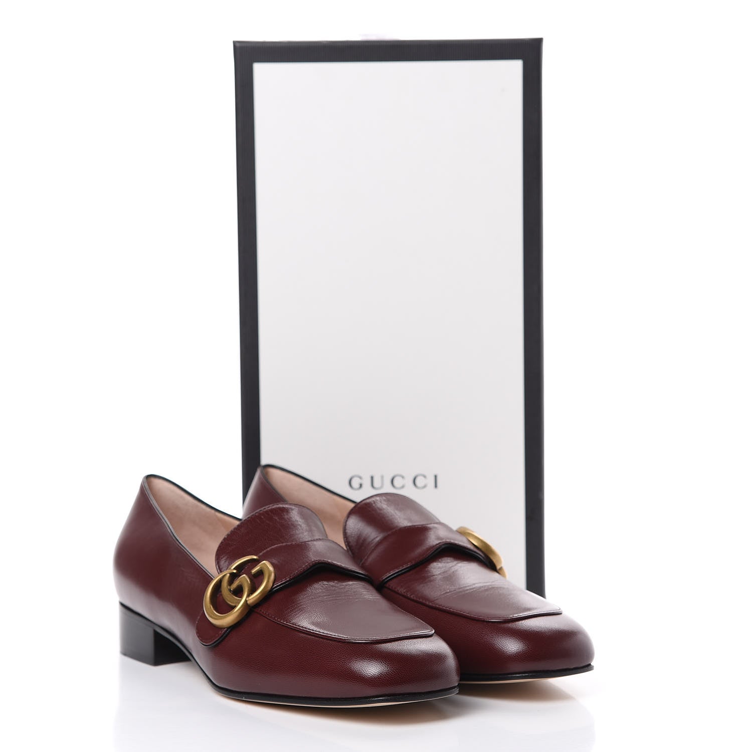Gucci Malaga Kid Womens GG Marmont Loafers 38.5 Vintage Bordeaux 8 of 8
