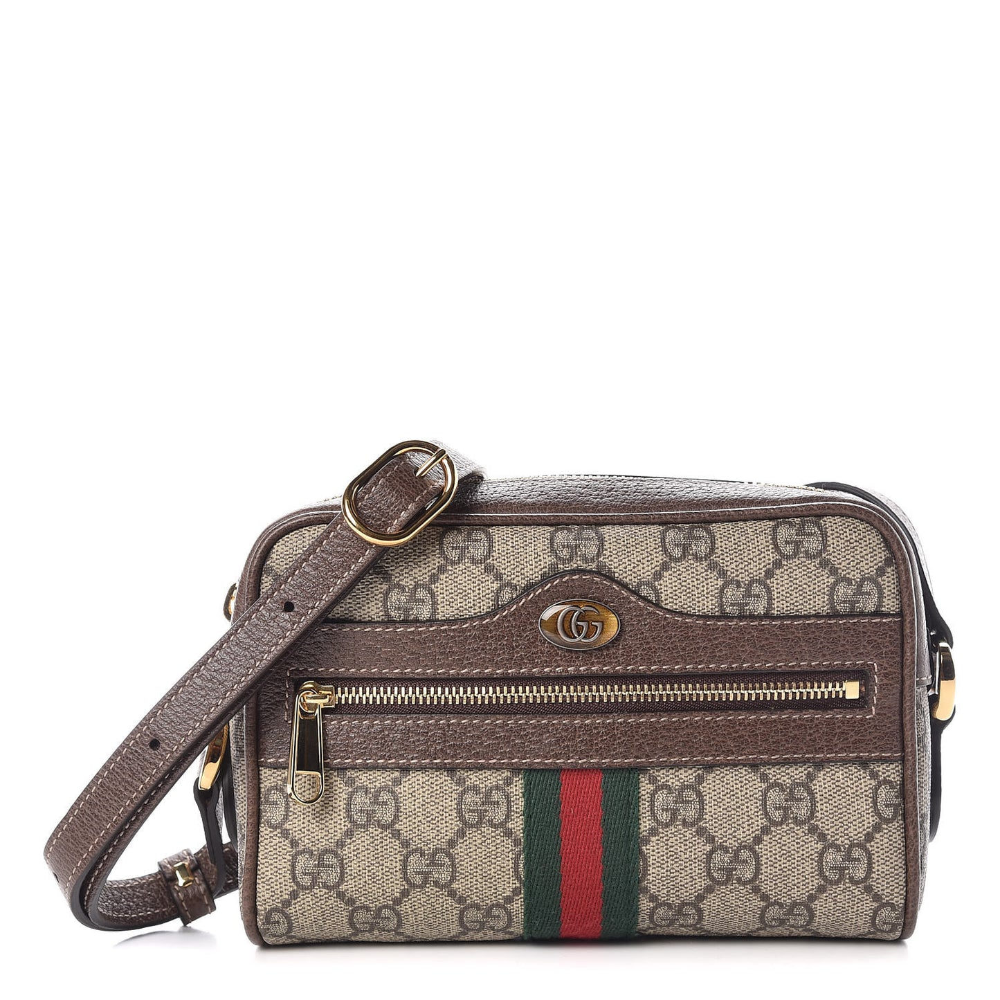 GG Supreme Monogram Web Mini Ophidia Shoulder Bag Brown