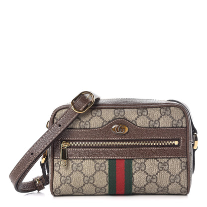 Gucci GG Supreme Monogram Web Mini Ophidia Shoulder Bag Brown 1 of 11