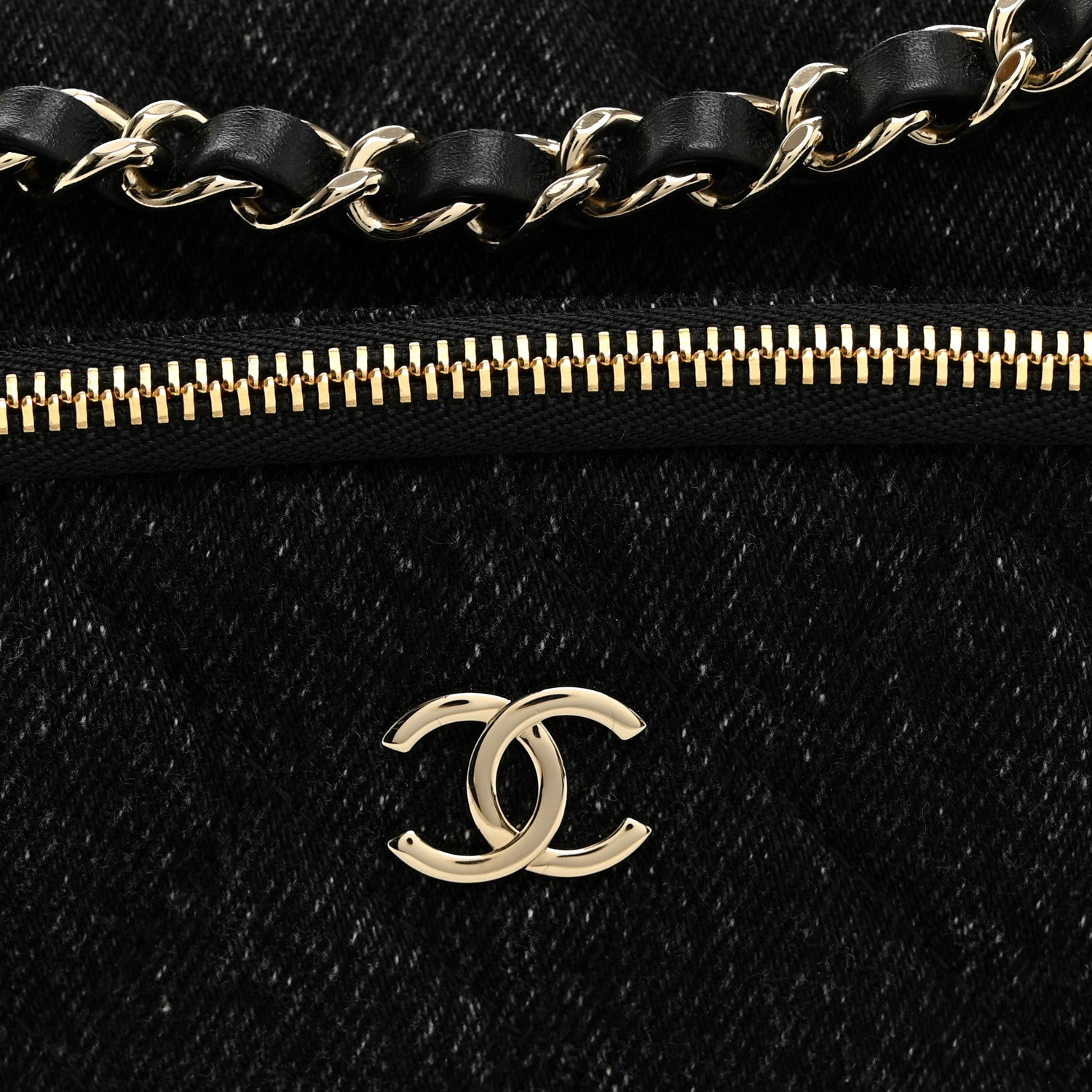 Chanel Denim Quilted Small Preppy Pocket Clutch With Chain  Black 8 of 10
