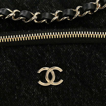 Chanel Denim Quilted Small Preppy Pocket Clutch With Chain  Black 8 of 10