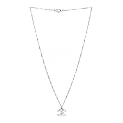 Chanel Crystal Timeless CC Necklace Silver 3 of 5
