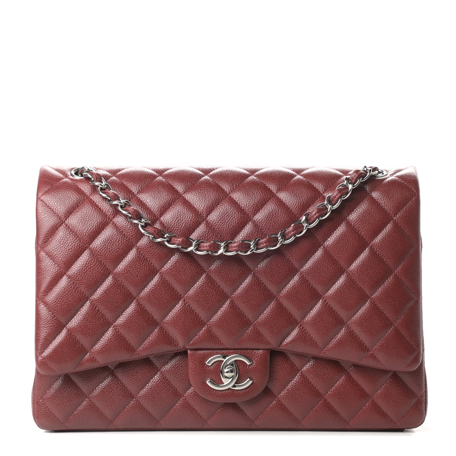 Chanel Caviar Quilted Maxi Double Flap Dark Red 1 of 11