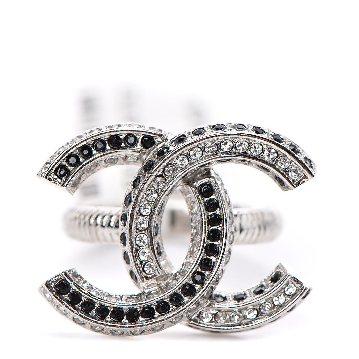 Crystal CC Ring 6 Silver Black