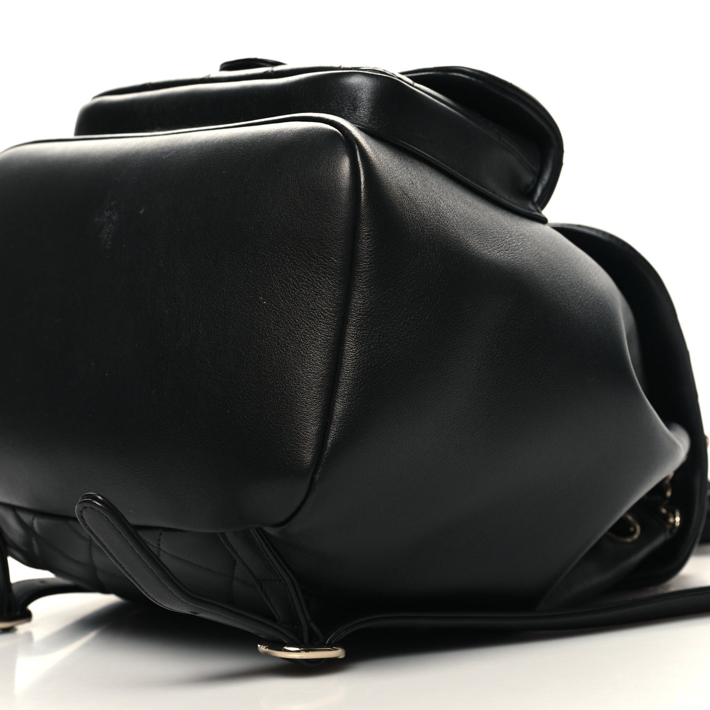 Lambskin Quilted Large Duma Drawstring Backpack Black