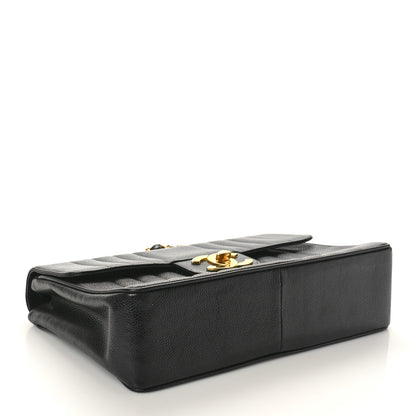 Chanel Caviar Vertical Quilted Jumbo Single Flap Black 4 of 9