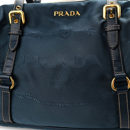 Prada Tessuto Nylon Jacquard Logo Shoulder Bag Denim 13 of 13
