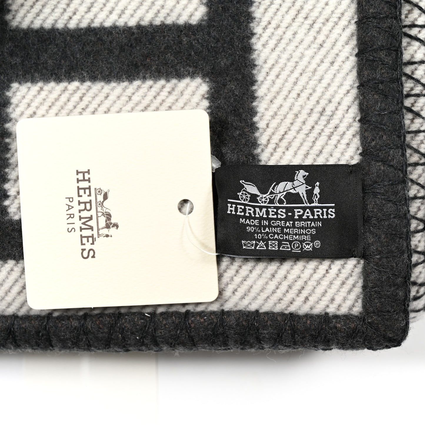 Wool Cashmere Avalon Blanket Ecru Gris Fonce