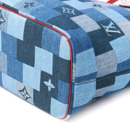 Louis Vuitton Denim Damier Monogram Patchwork Neverfull Blue Rouge 6 of 10