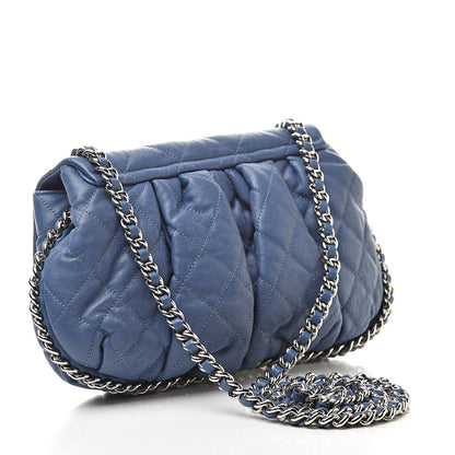 Chanel Washed Lambskin Quilted Medium Chain Around Flap Blue 3 of 10