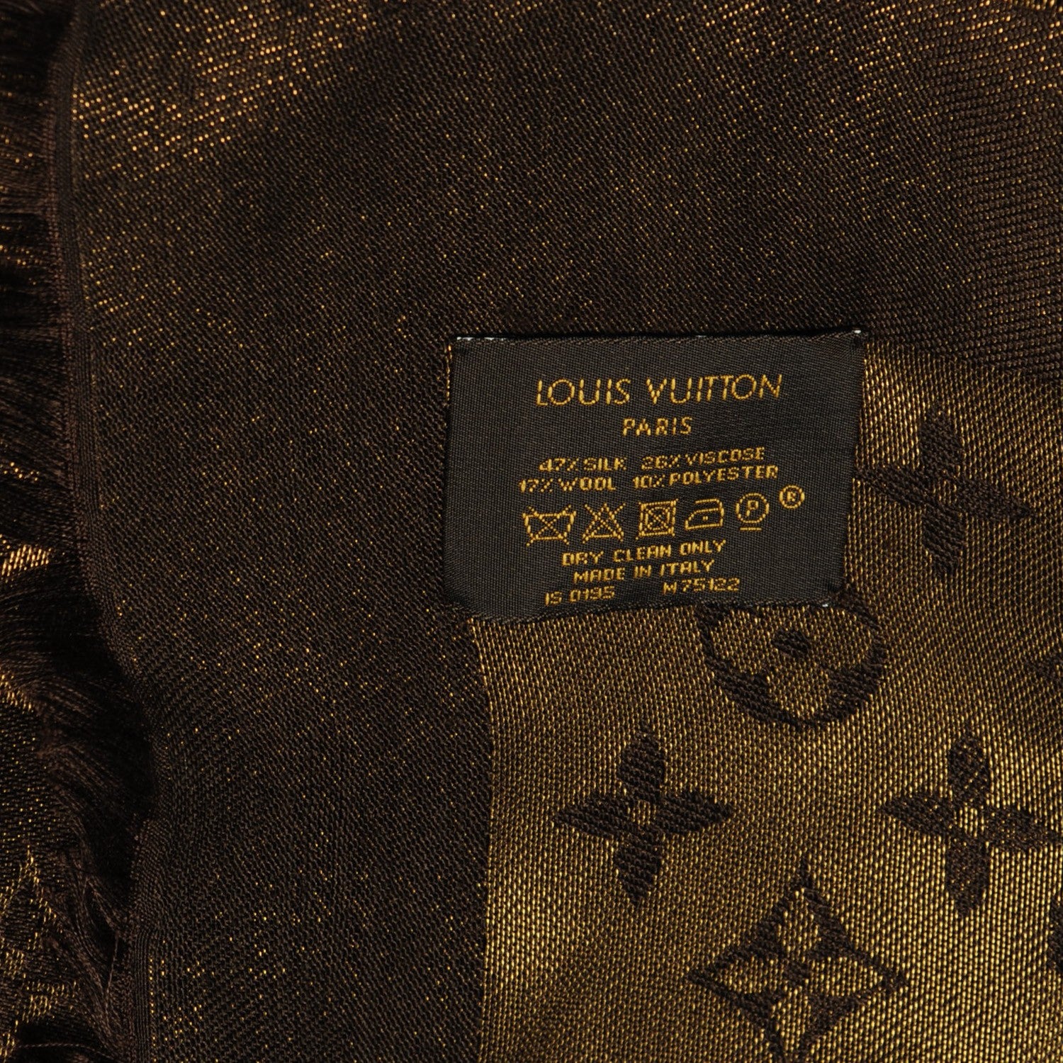 Louis Vuitton Silk Wool Monogram Shine Shawl Brown 5 of 6