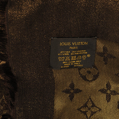 Louis Vuitton Silk Wool Monogram Shine Shawl Brown 5 of 6