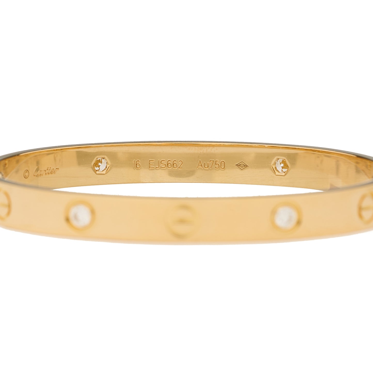 18K Yellow Gold 4 Diamond LOVE Bracelet 16