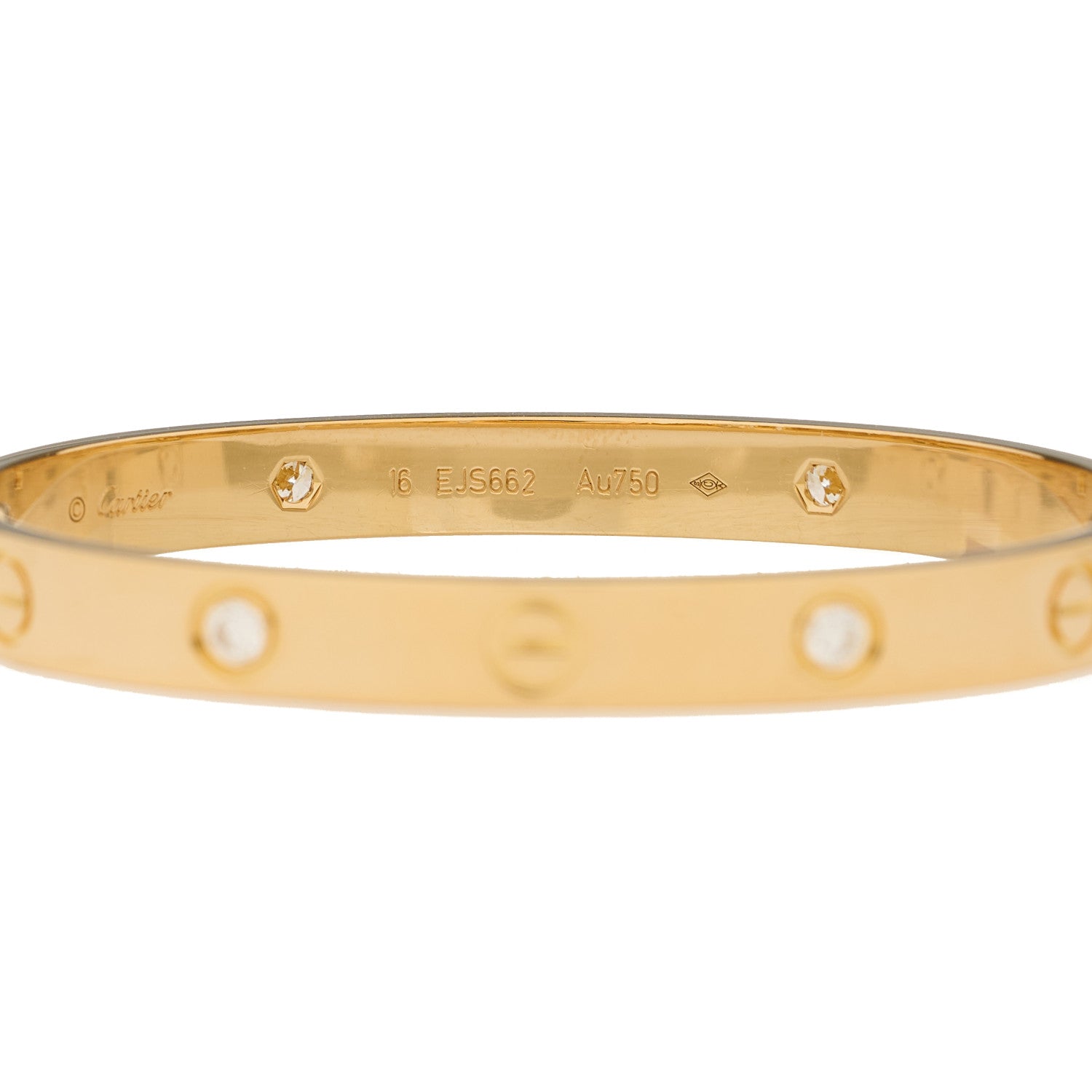 Cartier 18K Yellow Gold 4 Diamond LOVE Bracelet 16 3 of 8