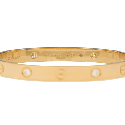 Cartier 18K Yellow Gold 4 Diamond LOVE Bracelet 16 3 of 8