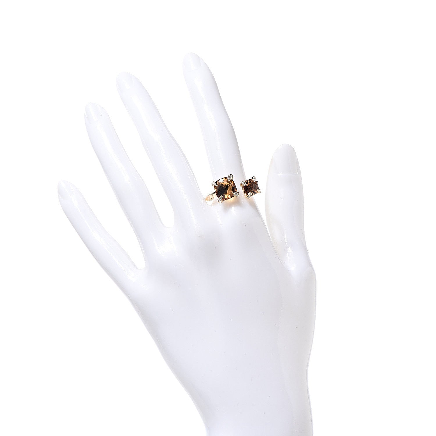 David Yurman 18K Yellow Gold Diamond Citrine Chatelaine Bypass Ring 55 7.25 2 of 5