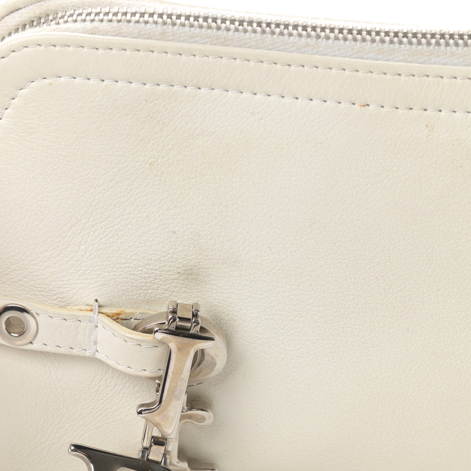 Christian Dior Calfskin Logo Charms Boston White 17 of 17