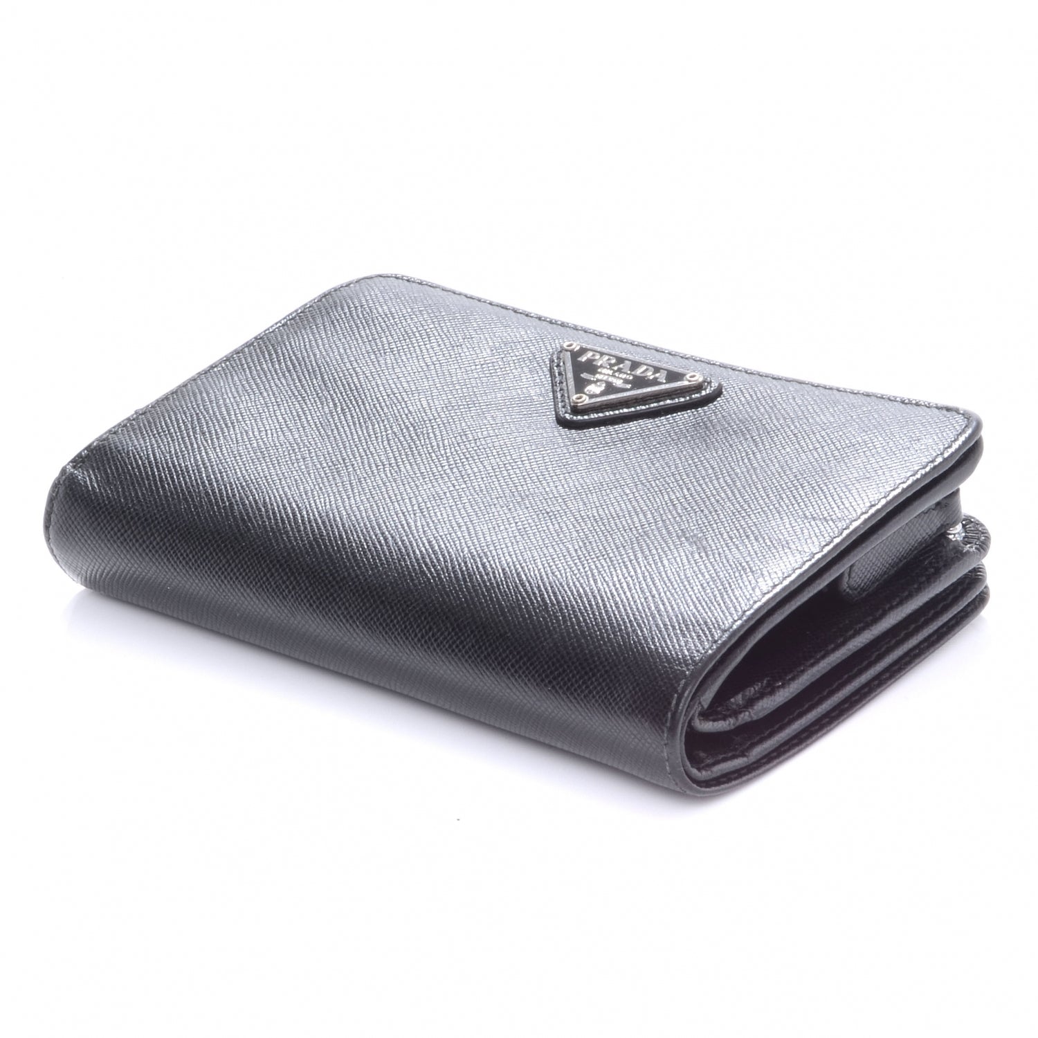 Prada Vitello Daino Compact Wallet Nero Black 4 of 10