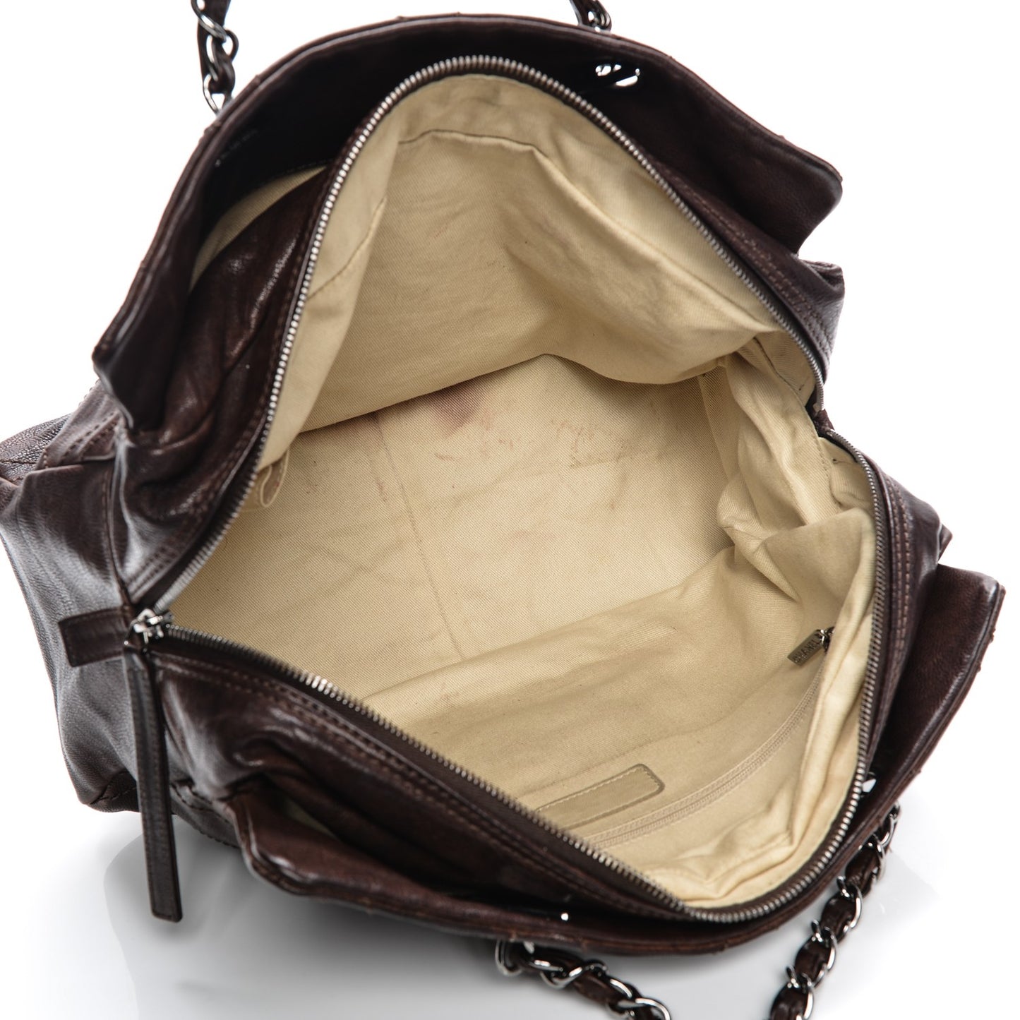 Calfskin Large Diamond Stitch Tote Brown