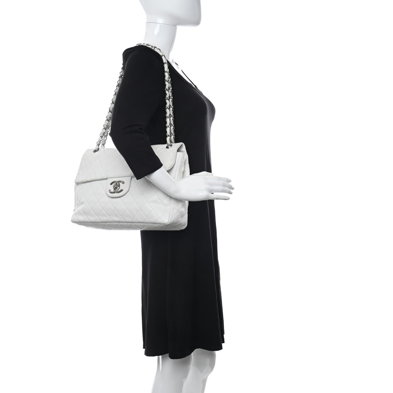 Chanel Caviar Quilted Maxi Single Flap White 2 of 11
