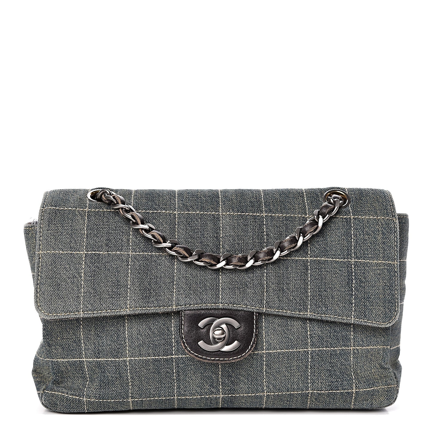 Denim Chocolate Bar Quilted Flap