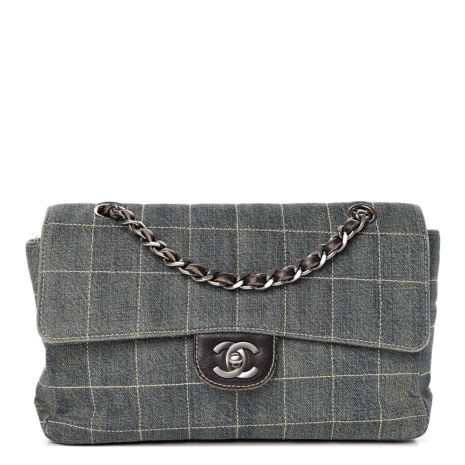 Chanel Denim Chocolate Bar Quilted Flap 1 of 12