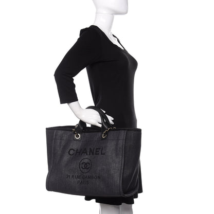 Chanel Mixed Fibers Medium Deauville Tote Black 3 of 12