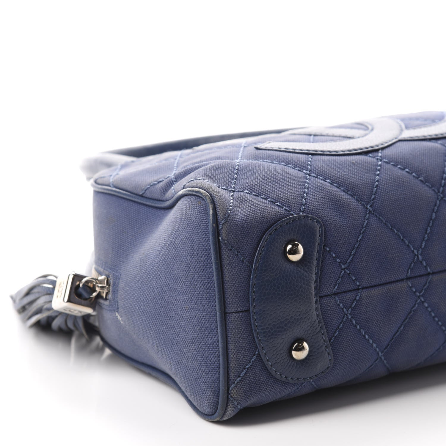 Chanel Canvas Quilted Small Bowler Navy Blue 7 of 11