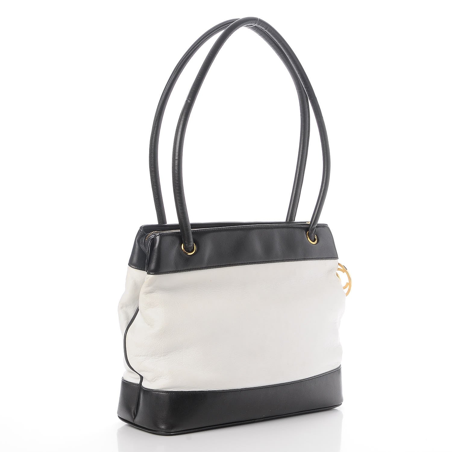 Chanel Lambskin CC Tote Black White 4 of 20