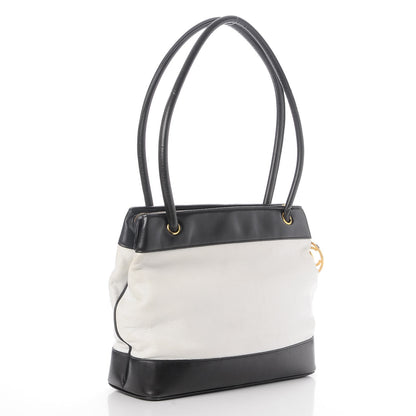 Chanel Lambskin CC Tote Black White 4 of 20