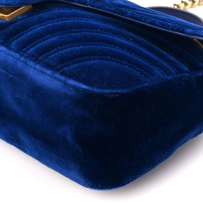 Gucci Velvet Matelasse Small GG Marmont Shoulder Bag Cobalt Blue 11 of 11