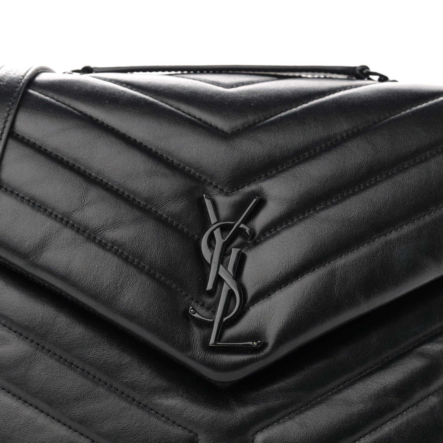 Saint Laurent Calfskin Y Quilted Monogram Medium Loulou Chain Satchel Black 9 of 13